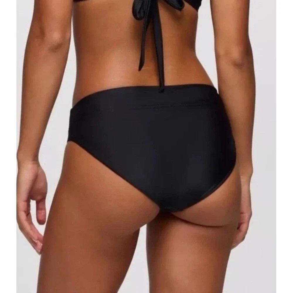 Prana NEW Summer Wave Black Bikini‎ Swim Mid-Rise Bottoms Size XL UPF Beach